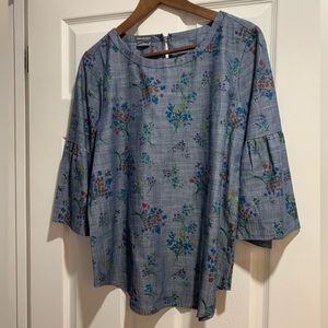 Van Heusen 3/4 sleeve denim looking top